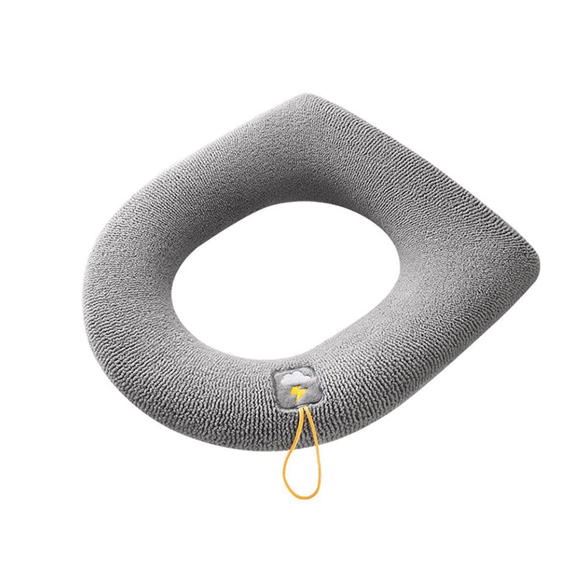 Soft Toilet Seat Bathroom Washable Warmer Cushion Mat Cover Pad Hook New Lid Au - Grey - Mekamart Australia