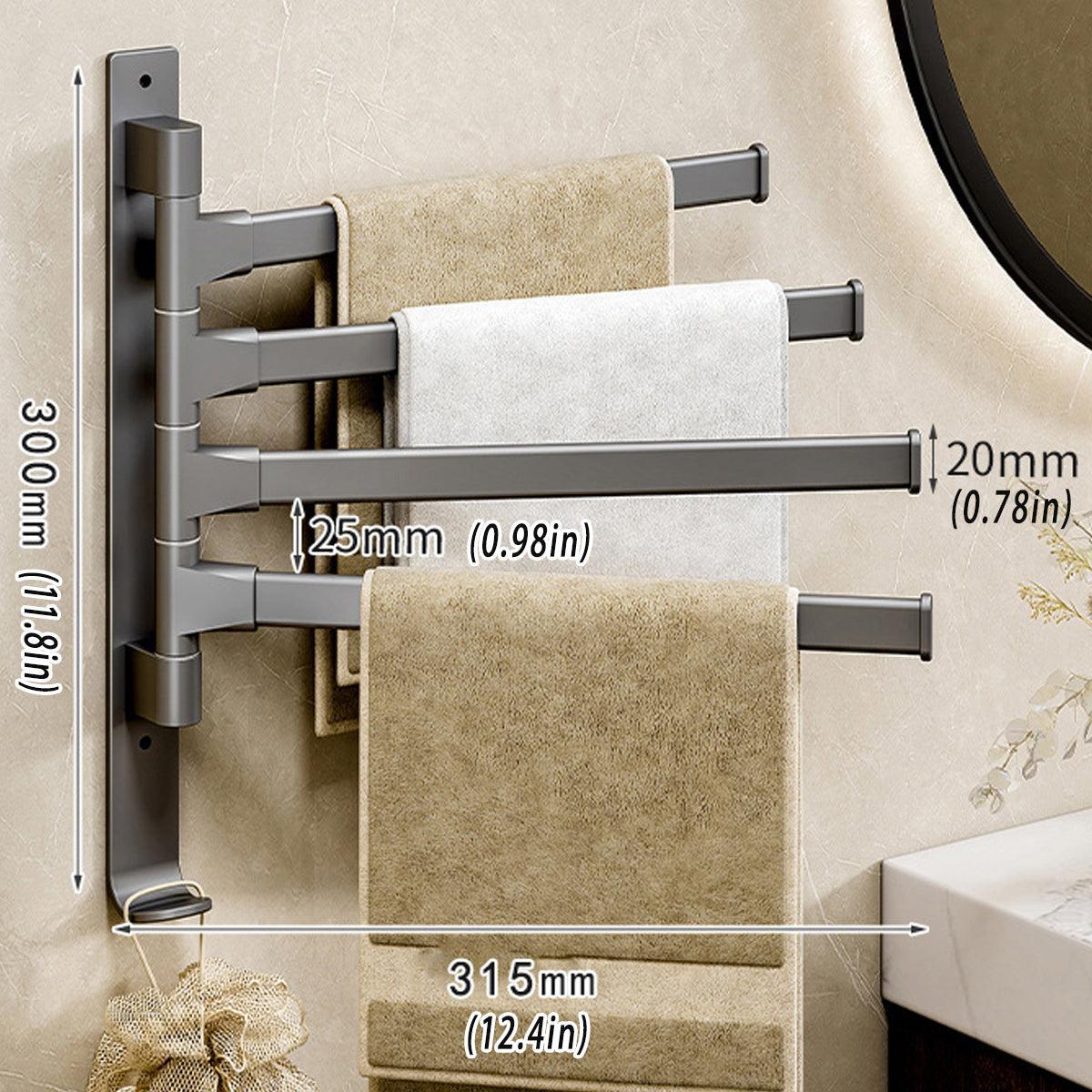 Rotating Towel Rack Wall Mounted Bathroom Shelf Multi Rod Swivel Towel Holder - Mekamart Australia