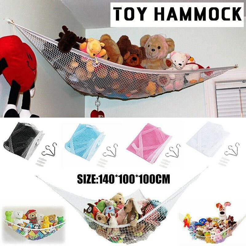 Soft Large Toy Hammock Mesh Net Storage Organizer for Bedroom Plush Toys - White - Mekamart Australia