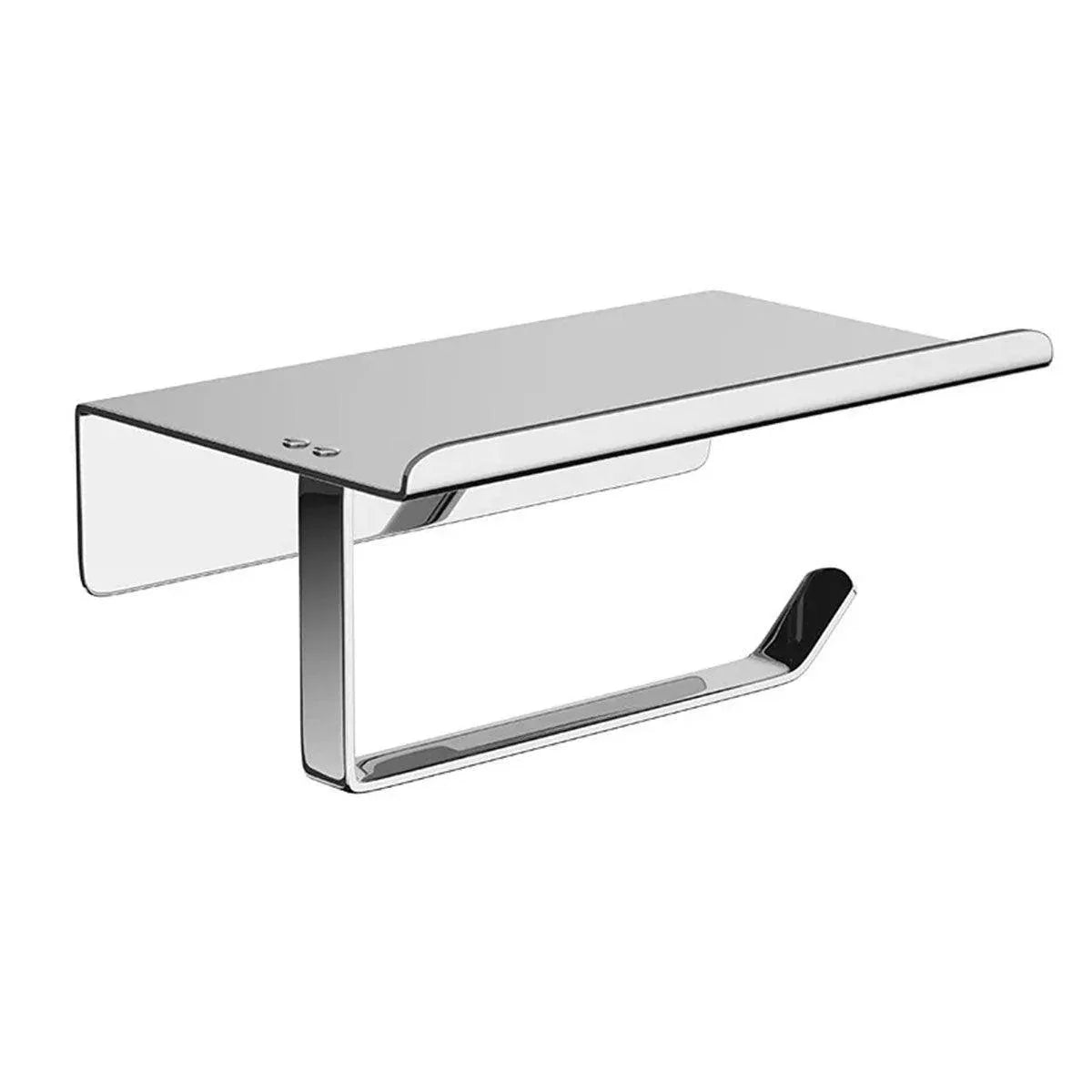 304 Stainless Steel Toilet Paper Holder Non-perforated Roll with Phone Rack - Black - Mekamart Australia