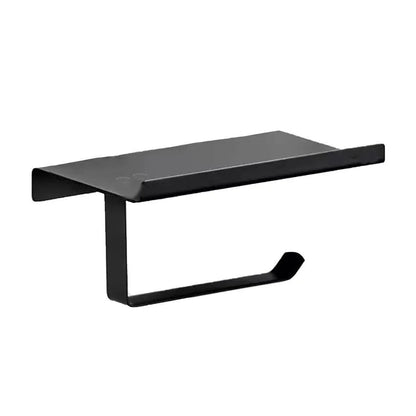 304 Stainless Steel Toilet Paper Holder Non-perforated Roll with Phone Rack - Black - Mekamart Australia