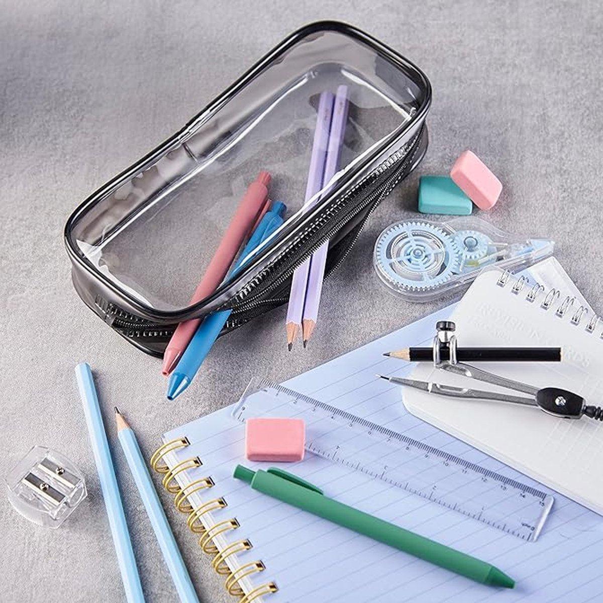8PCS Waterproof Transparent Zipper Pencil Case Cosmetic Stationery Organizer Bag - Mekamart Australia