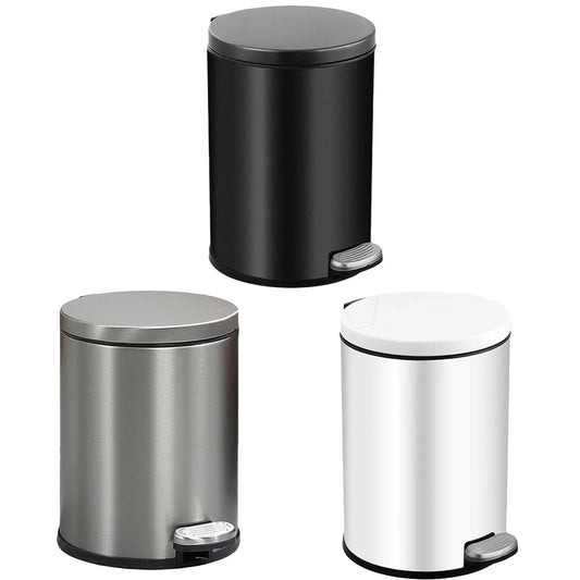 Trash Can Double Layer Foot Pedal Design with Lid Household Bin Kitchen Bathroom - Black - Mekamart Australia
