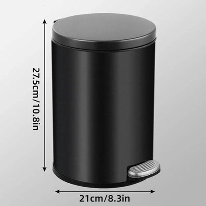 Trash Can Double Layer Foot Pedal Design with Lid Household Bin Kitchen Bathroom - Black - Mekamart Australia