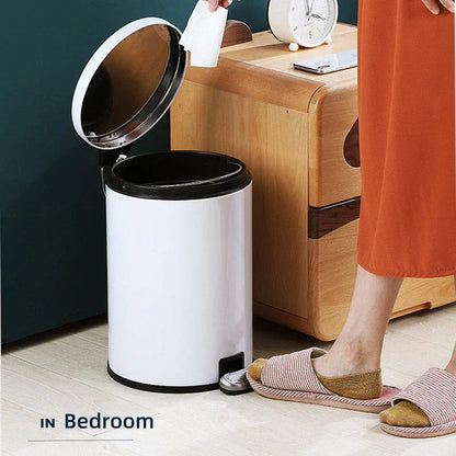 Trash Can Double Layer Foot Pedal Design with Lid Household Bin Kitchen Bathroom - Black - Mekamart Australia