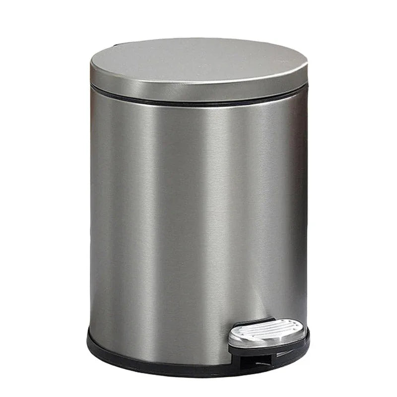 Trash Can Double Layer Foot Pedal Design with Lid Household Bin Kitchen Bathroom - White - Mekamart Australia
