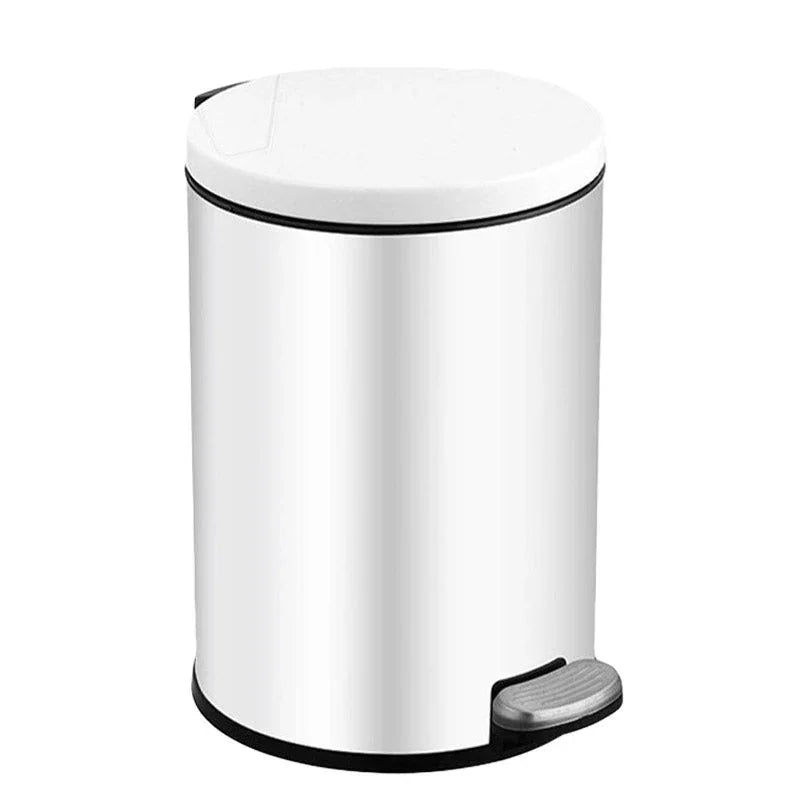Trash Can Double Layer Foot Pedal Design with Lid Household Bin Kitchen Bathroom - White - Mekamart Australia