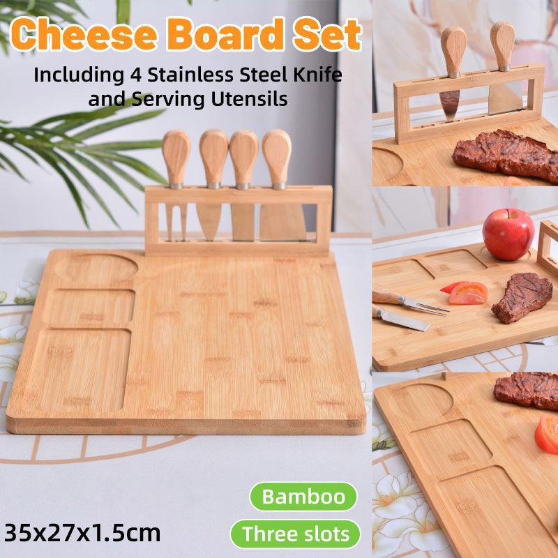 Bamboo Chopping Board Cheese Board Set with Knife Kitchen Charcuterie Serving - Mekamart Australia