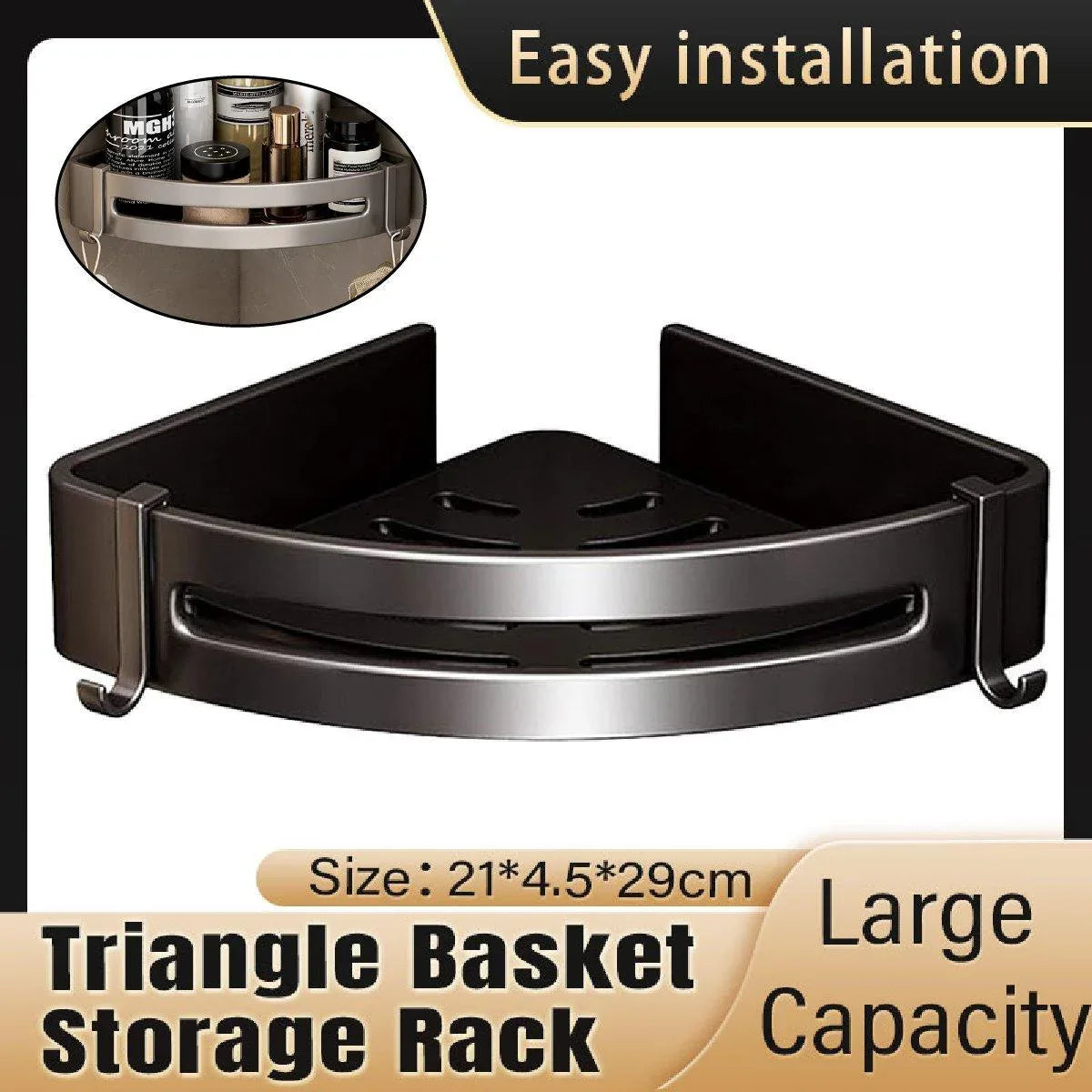 Single Tier Triangle Bathroom Shower Shelf Organizer Rack Wall Mounted Storage - Mekamart Australia