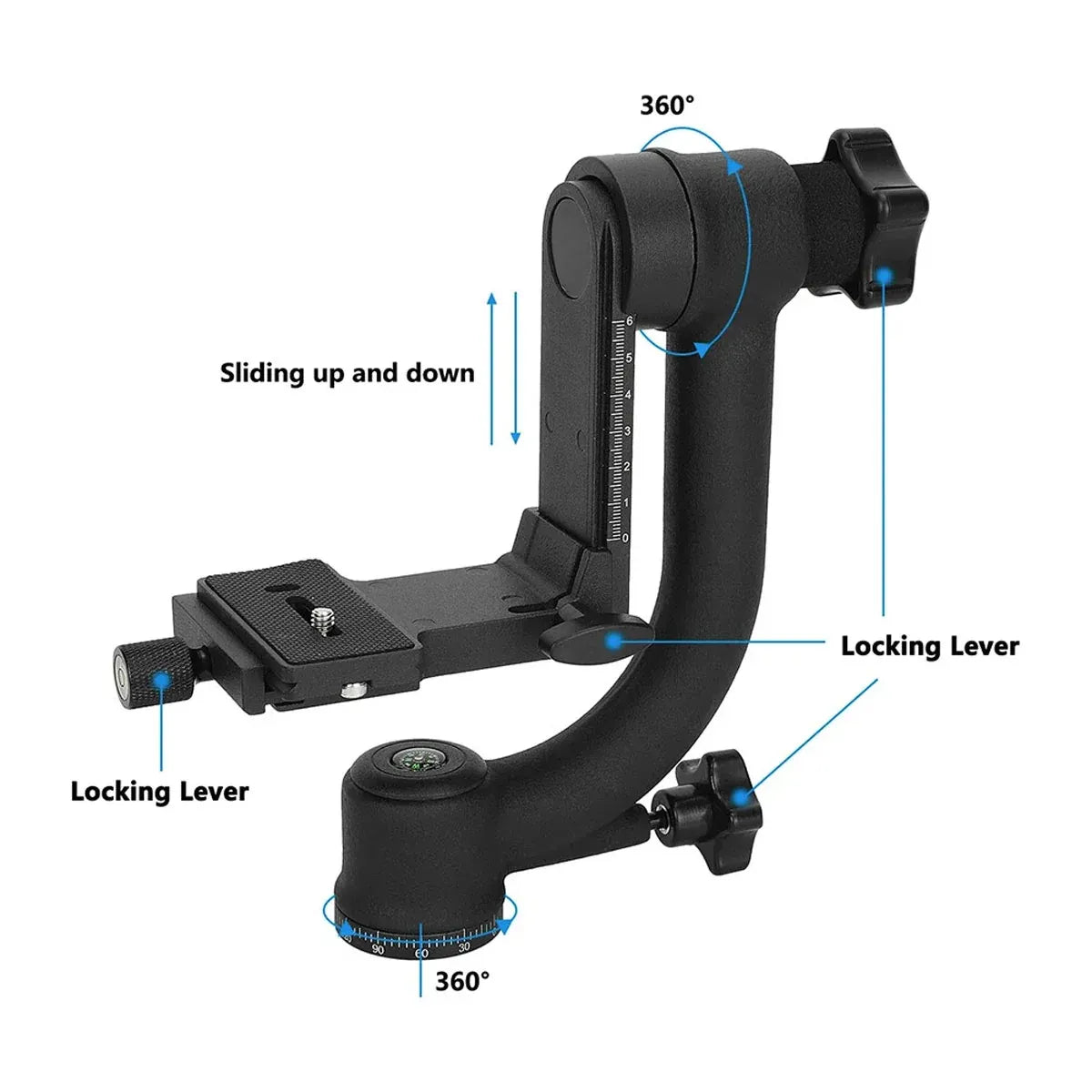 Camera Telephoto Lens Gimbal Tripod Head for Outdoor Wildlife Sports Photography