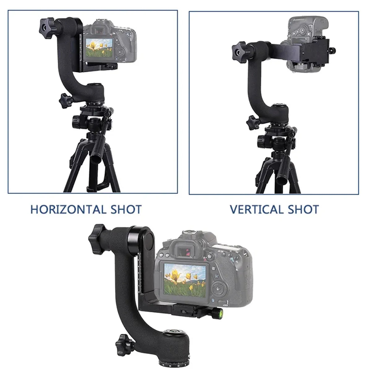 Camera Telephoto Lens Gimbal Tripod Head for Outdoor Wildlife Sports Photography