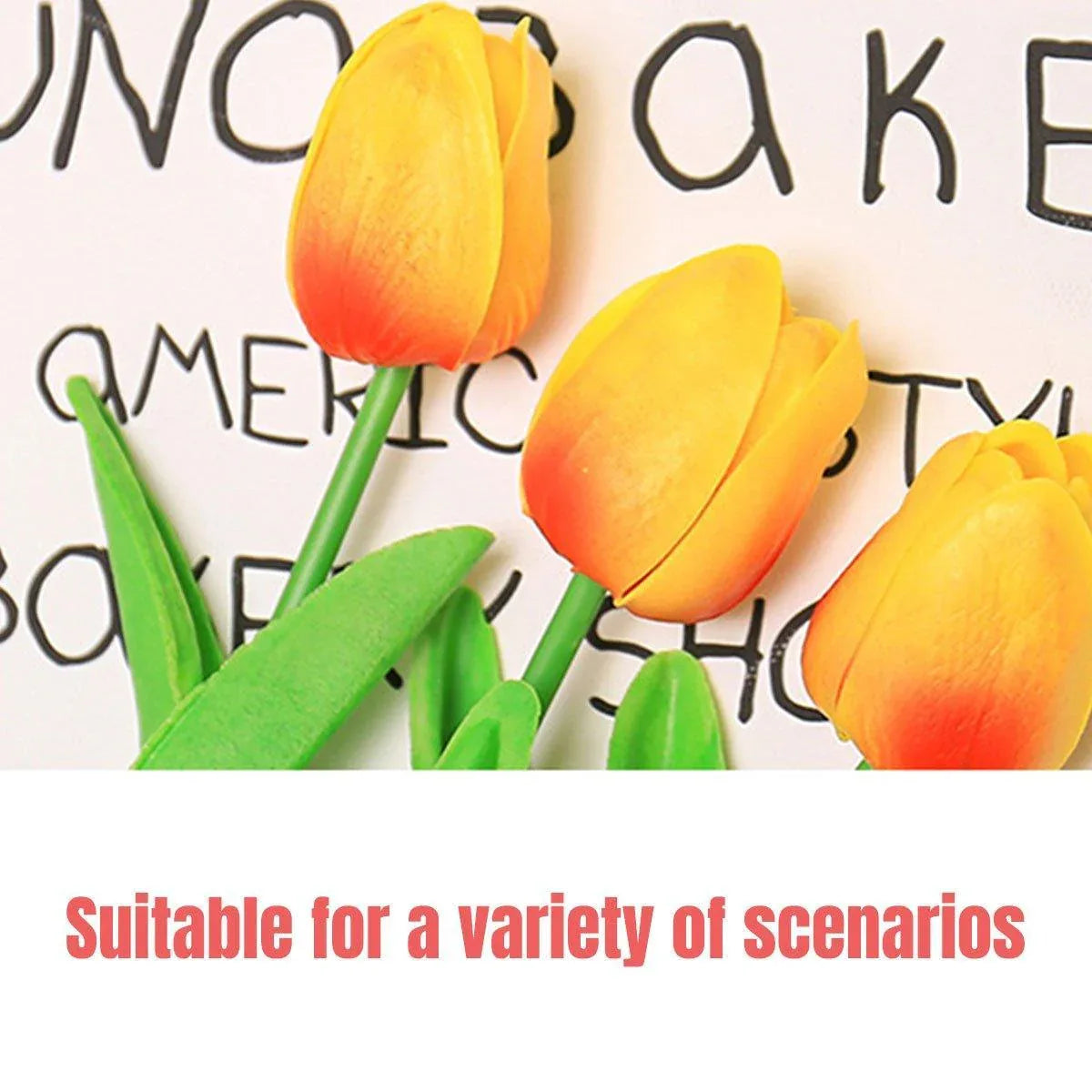 20PCS Real Touch Artificial Tulip Bouquet Fake Flowers for Home Wedding Decor - Yellow - Mekamart Australia