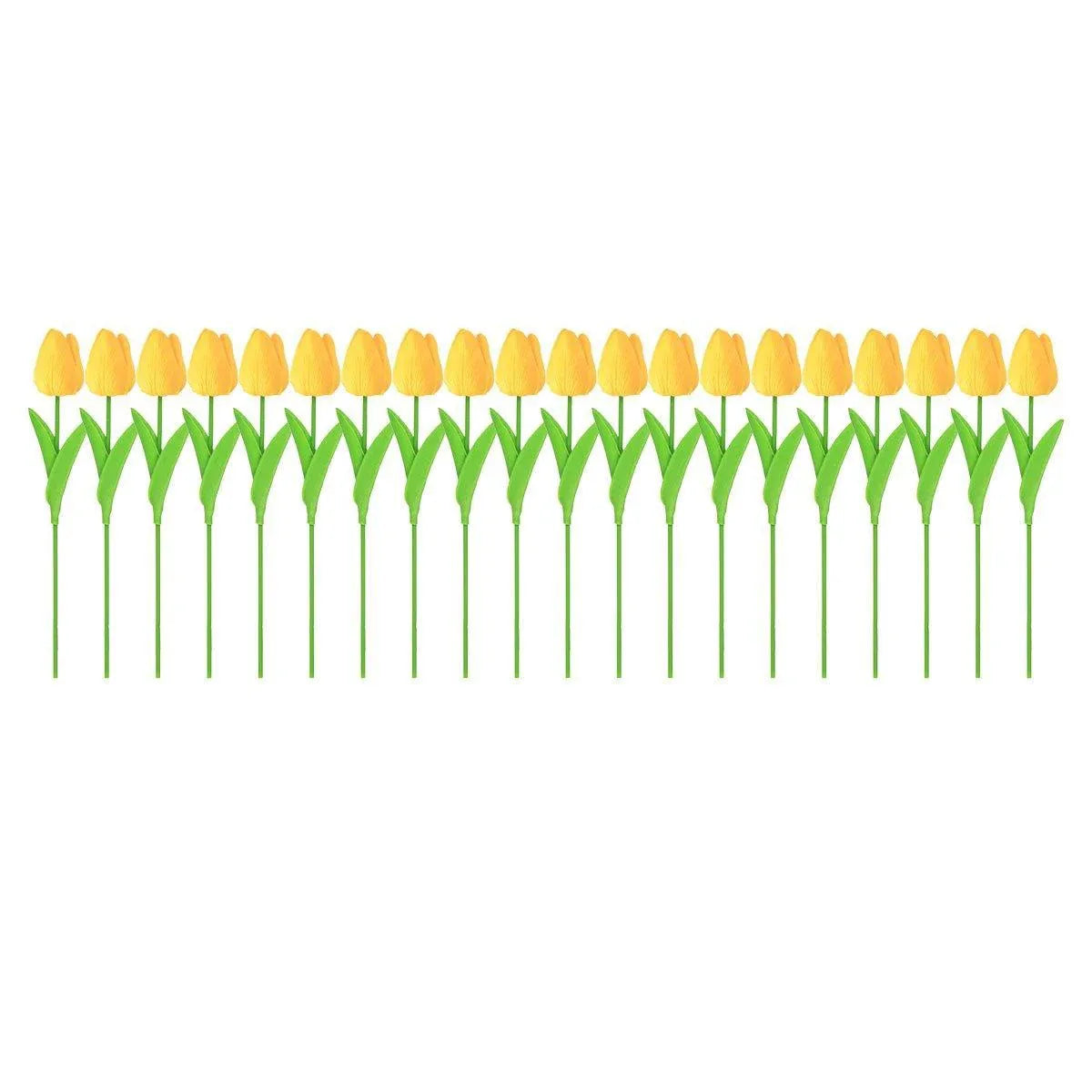 20PCS Real Touch Artificial Tulip Bouquet Fake Flowers for Home Wedding Decor - Yellow - Mekamart Australia