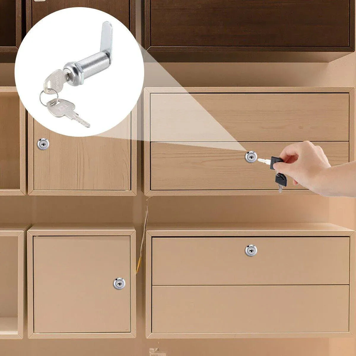 1/5/10pcs File Cabinet Drawer Milk Box Swivel Lock Small Round Security Lock - 20mm-10PCS