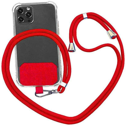 Adjustable Phone Lanyard with Patch for Most Cases Neck Strap Holder - Red