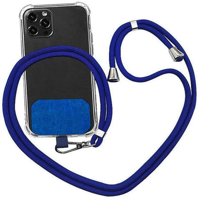 Adjustable Phone Lanyard with Patch for Most Cases Neck Strap Holder - Blue