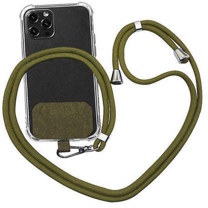 Adjustable Phone Lanyard with Patch for Most Cases Neck Strap Holder - Green