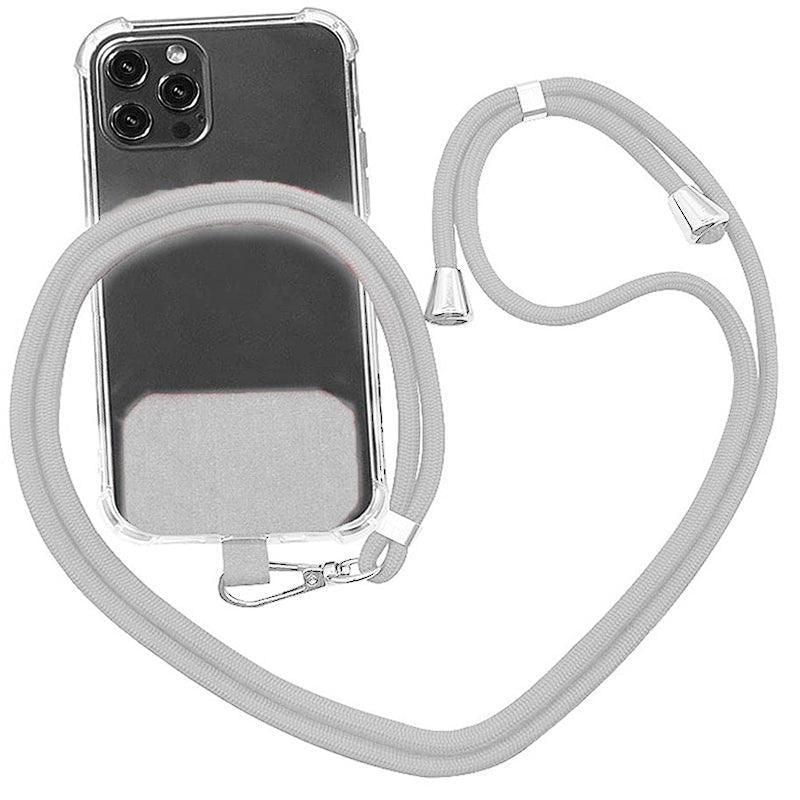 Adjustable Phone Lanyard with Patch for Most Cases Neck Strap Holder - Light Grey