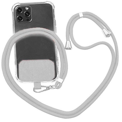 Adjustable Phone Lanyard with Patch for Most Cases Neck Strap Holder - Light Grey