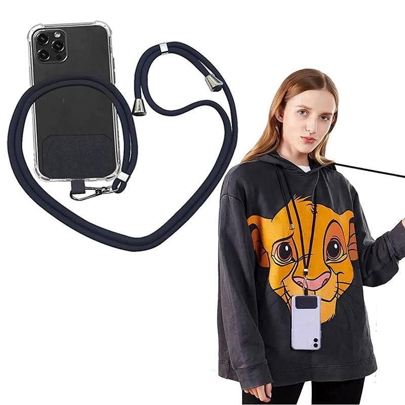 Adjustable Phone Lanyard with Patch for Most Cases Neck Strap Holder - Wine Red