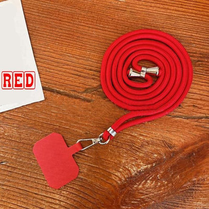 Adjustable Phone Lanyard with Patch for Most Cases Neck Strap Holder - Wine Red