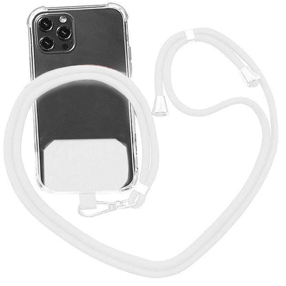 Adjustable Phone Lanyard with Patch for Most Cases Neck Strap Holder - White