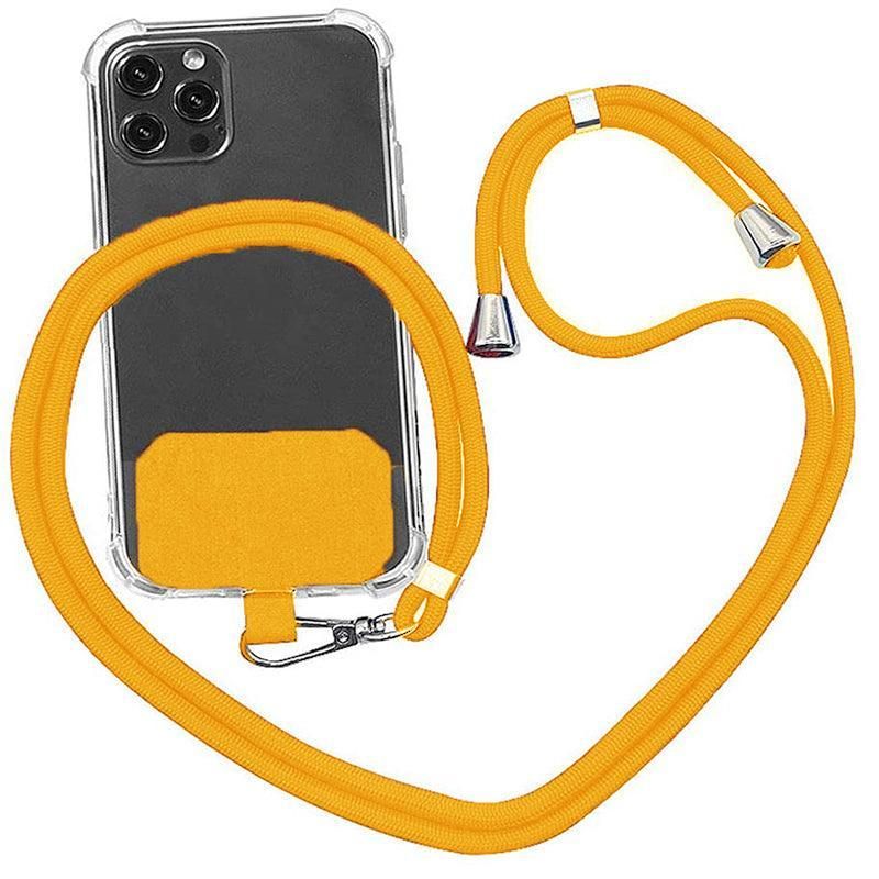 Adjustable Phone Lanyard with Patch for Most Cases Neck Strap Holder - Yellow
