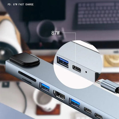 8/6/4-In-1 Usb-C Hub Adapter Type-C Hub Hdmi For Macbook Pro/Air Ipad Pro Laptop - 6-IN-1