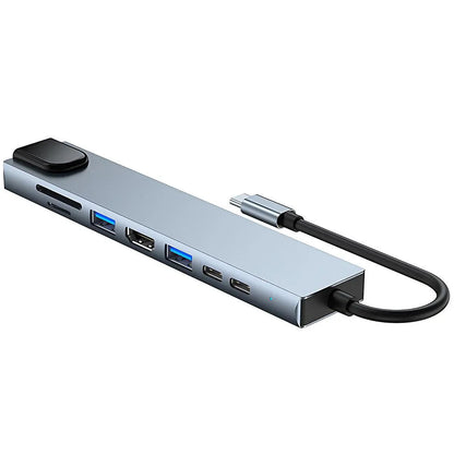 8/6/4-In-1 Usb-C Hub Adapter Type-C Hub Hdmi For Macbook Pro/Air Ipad Pro Laptop - 6-IN-1