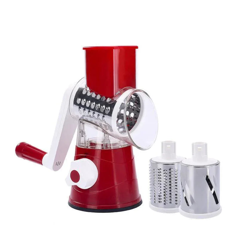 Kitchen Vegetable Fruit Slicer Cutter Shredder Food Manual Rotary Grater Chopper - Blue - Mekamart Australia
