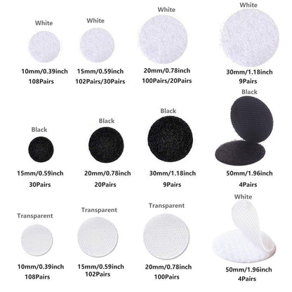 Strong Sticky Round Self Adhesive Dots DIY Bond Tape No Mark Fasteners - White 102Pairs - 15mm