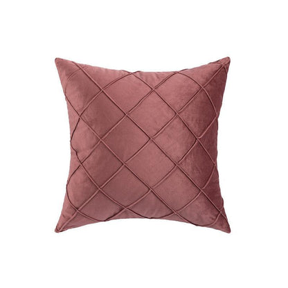 Velvet Cushion Cover Pleated Checked Plaid Plush Decorative Lounge Cushion Cover - White
