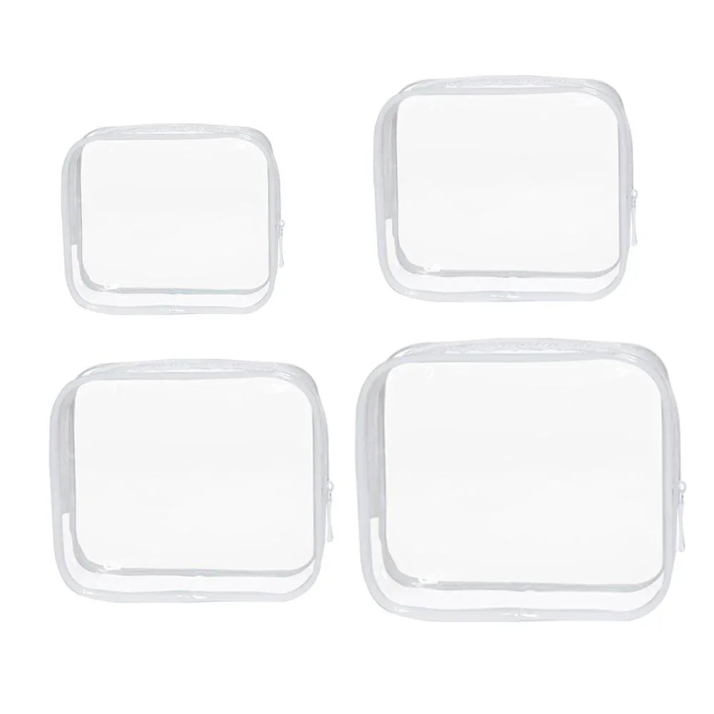 4pcs Durable PVC Cosmetic Bags Easy to Clean Multiple Sizes and Colours 9 Shades - 4pcs-Banana - Mekamart Australia