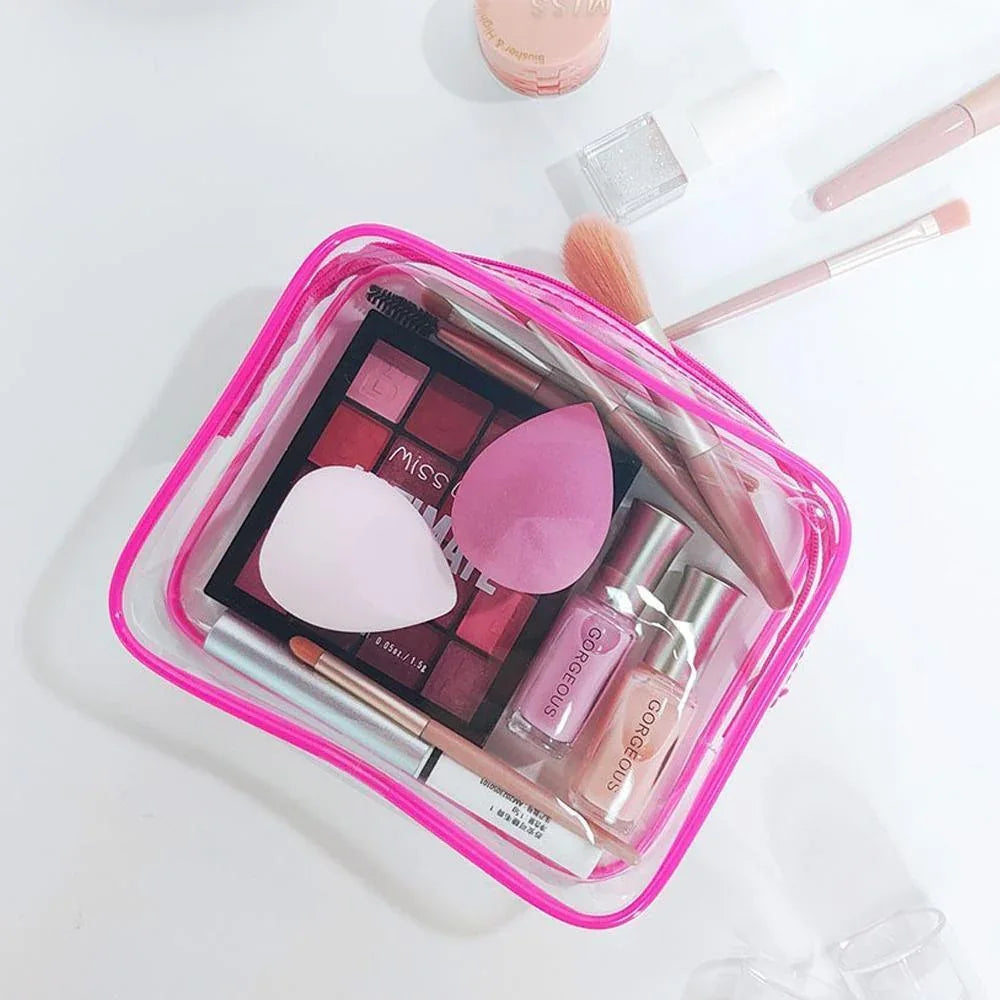 4pcs Durable PVC Cosmetic Bags Easy to Clean Multiple Sizes and Colours 9 Shades - 4pcs-Black - Mekamart Australia
