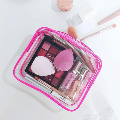 4pcs Durable PVC Cosmetic Bags Easy to Clean Multiple Sizes and Colours 9 Shades - 4pcs-Black - Mekamart Australia
