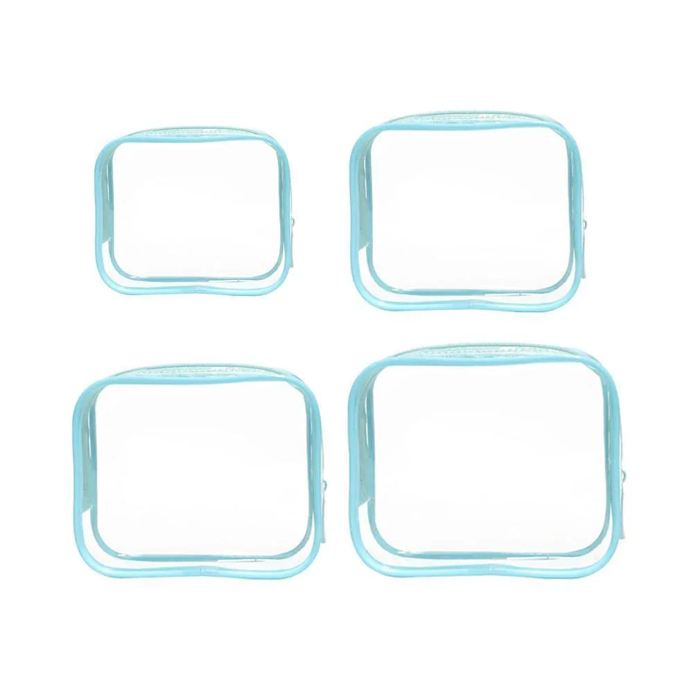 4pcs Durable PVC Cosmetic Bags Easy to Clean Multiple Sizes and Colours 9 Shades - 4pcs-Black - Mekamart Australia