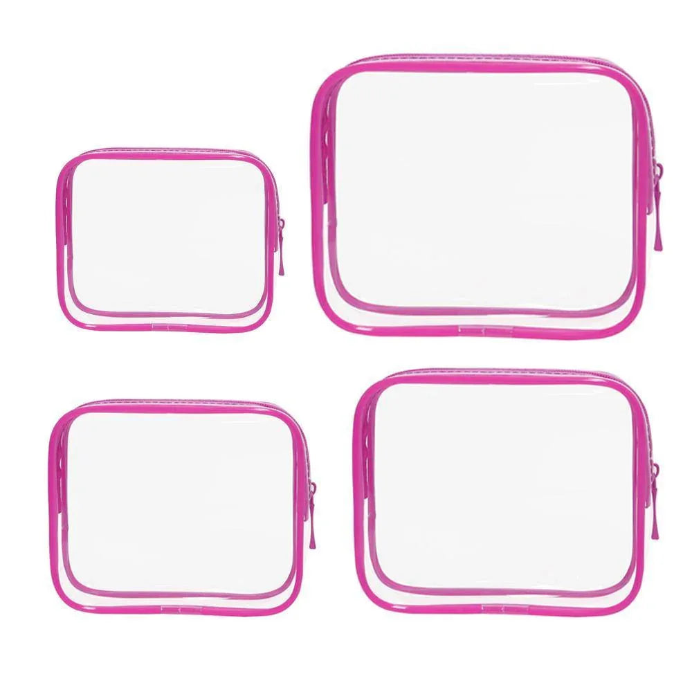 4pcs Durable PVC Cosmetic Bags Easy to Clean Multiple Sizes and Colours 9 Shades - 4pcs-Black - Mekamart Australia