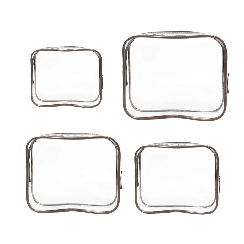 4pcs Durable PVC Cosmetic Bags Easy to Clean Multiple Sizes and Colours 9 Shades - 4pcs-Blue - Mekamart Australia