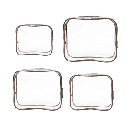 4pcs Durable PVC Cosmetic Bags Easy to Clean Multiple Sizes and Colours 9 Shades - 4pcs-Blue - Mekamart Australia