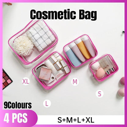 4pcs Durable PVC Cosmetic Bags Easy to Clean Multiple Sizes and Colours 9 Shades - 4pcs-Coffee - Mekamart Australia