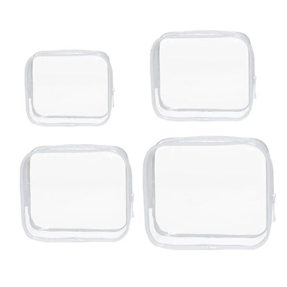 4pcs Durable PVC Cosmetic Bags Easy to Clean Multiple Sizes and Colours 9 Shades - 4pcs-Coffee - Mekamart Australia