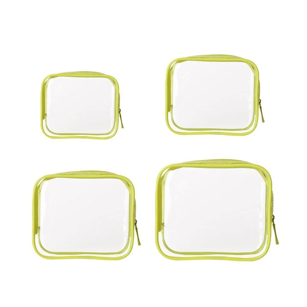 4pcs Durable PVC Cosmetic Bags Easy to Clean Multiple Sizes and Colours 9 Shades - 4pcs-Coffee - Mekamart Australia