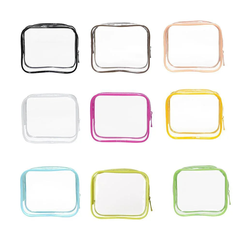 4pcs Durable PVC Cosmetic Bags Easy to Clean Multiple Sizes and Colours 9 Shades - 4pcs-Green - Mekamart Australia