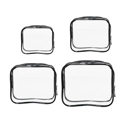 4pcs Durable PVC Cosmetic Bags Easy to Clean Multiple Sizes and Colours 9 Shades - 4pcs-Green - Mekamart Australia