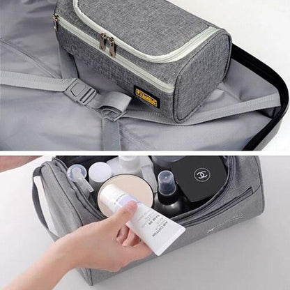 Large Capacity Men Travel Toiletry Kit Wash Bag Waterproof Cosmetic Bags Holder - Brick Red - Mekamart Australia
