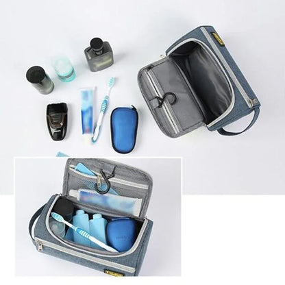 Large Capacity Men Travel Toiletry Kit Wash Bag Waterproof Cosmetic Bags Holder - Brick Red - Mekamart Australia