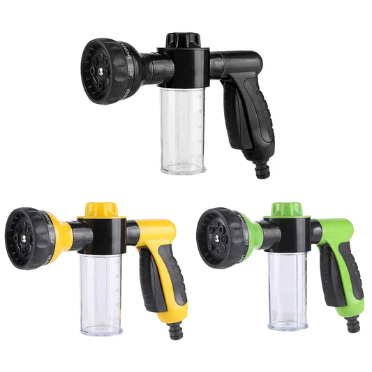 Washing Nozzle Plant Pet Hose 8-Mode Garden Car Water Foam Sprayer Soap Dispenser - Yellow - Mekamart Australia