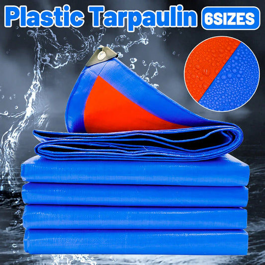 Waterproof Plastic Tarp Cover Heavy Duty Ground Sheet Rainproof Dustproof Blue - 4x6m - Mekamart Australia