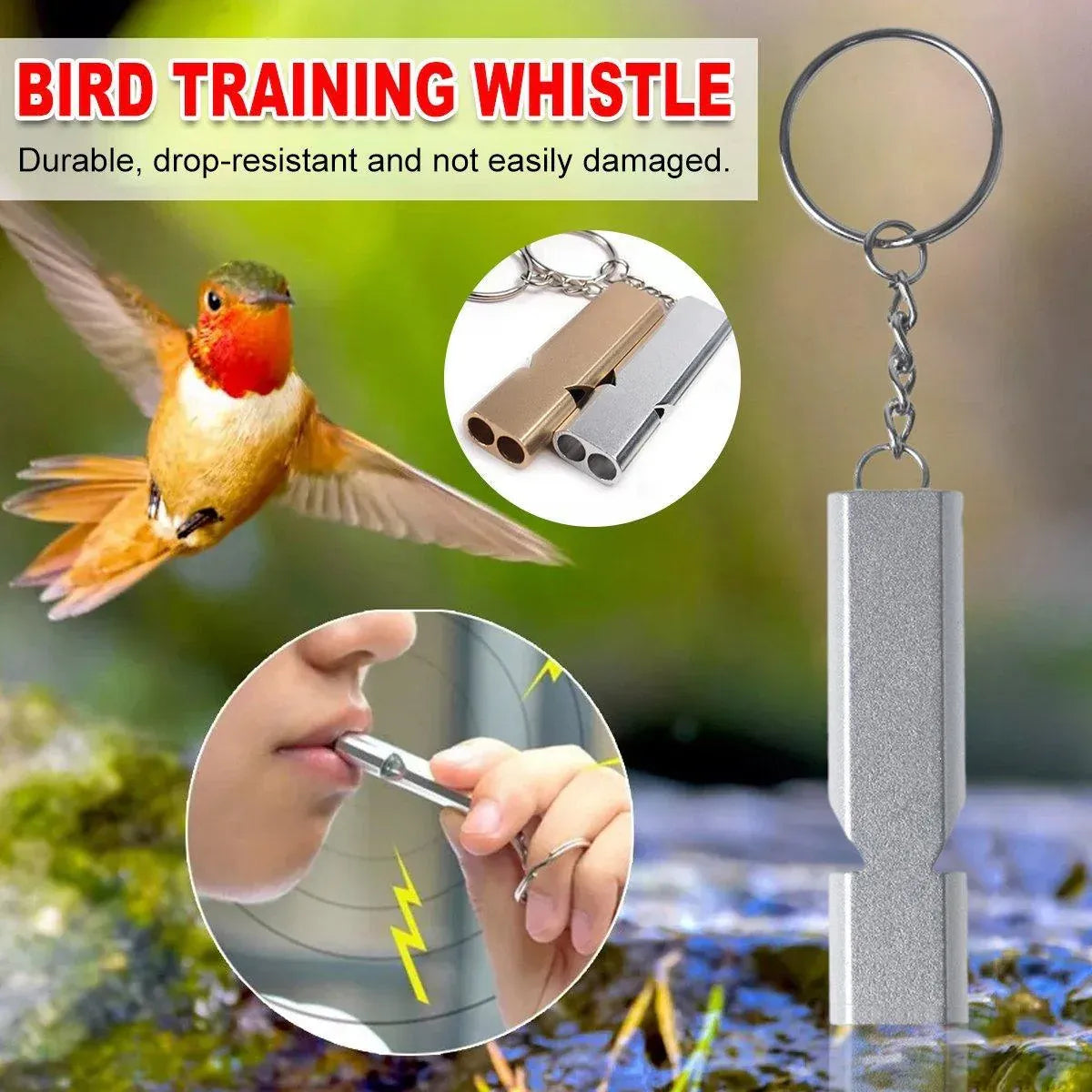 Bird Training Whistle Pet Bird Equipment Tease Lead Whistle for Pet Birds Parrot - Gold