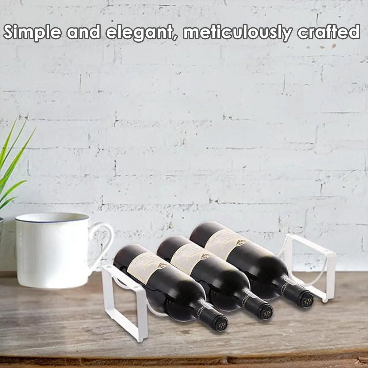 Iron Wine Rack Bottle Holder Metal Display Stand Tabletop Decorative Storage - White - Mekamart Australia